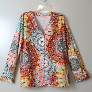 NWOT MISSLOOK Multi-Color Cotton Blend Southwest Style Tunic Size 2XL